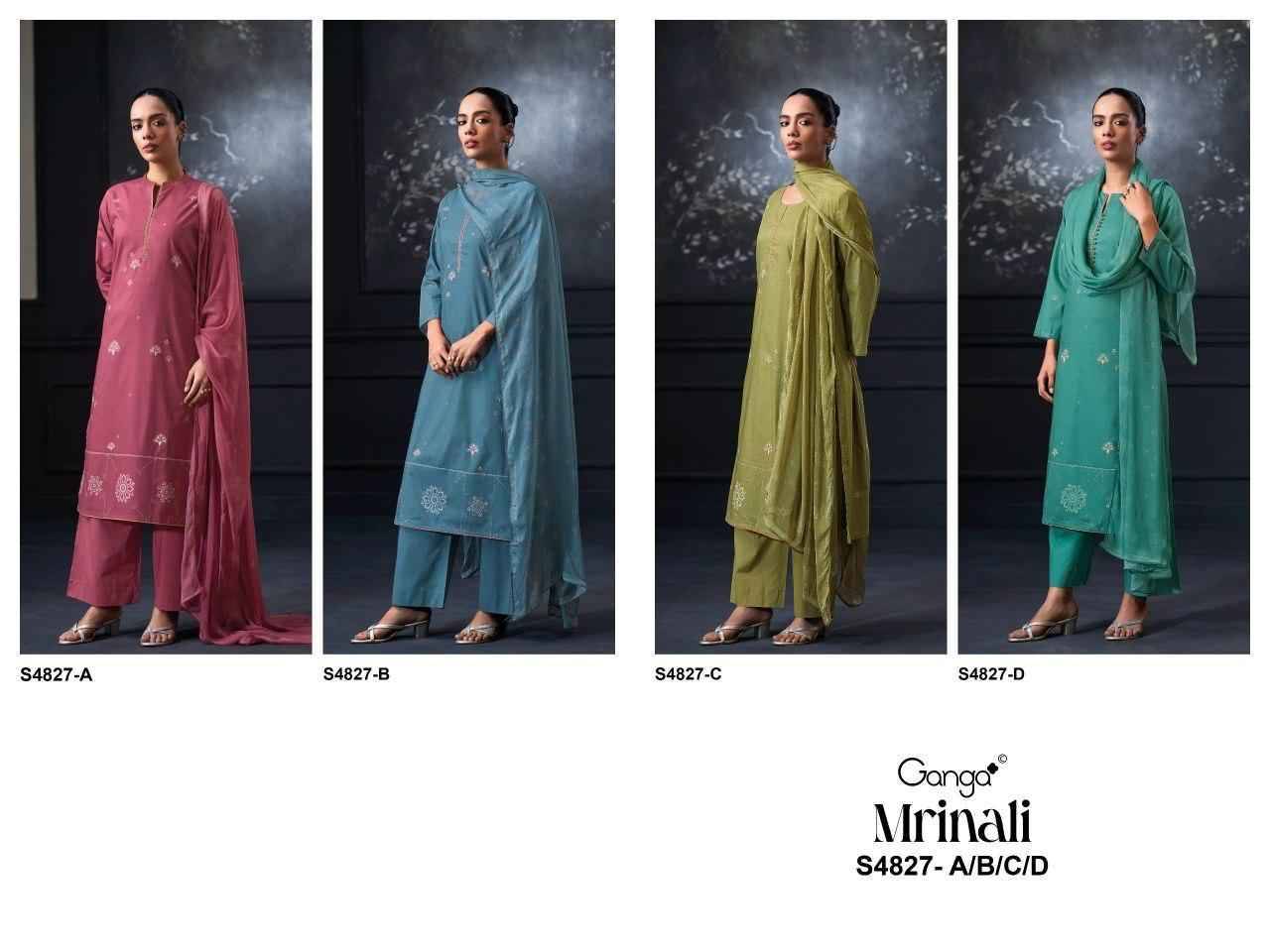 MRINALI 4827 Series By Ganga Fashion Beautiful Festive Suits Stylish Colorful Fancy Casual Wear & Ethnic Wear PURE BEMBERG MUL Dresses At Wholesale Price